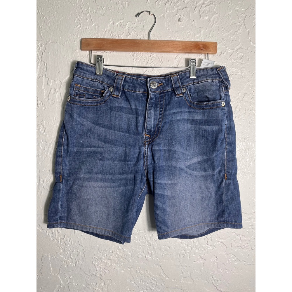 True Religion Riley Knee Length Shorts Womens 32 Blue Stretch Denim‎ Bermuda